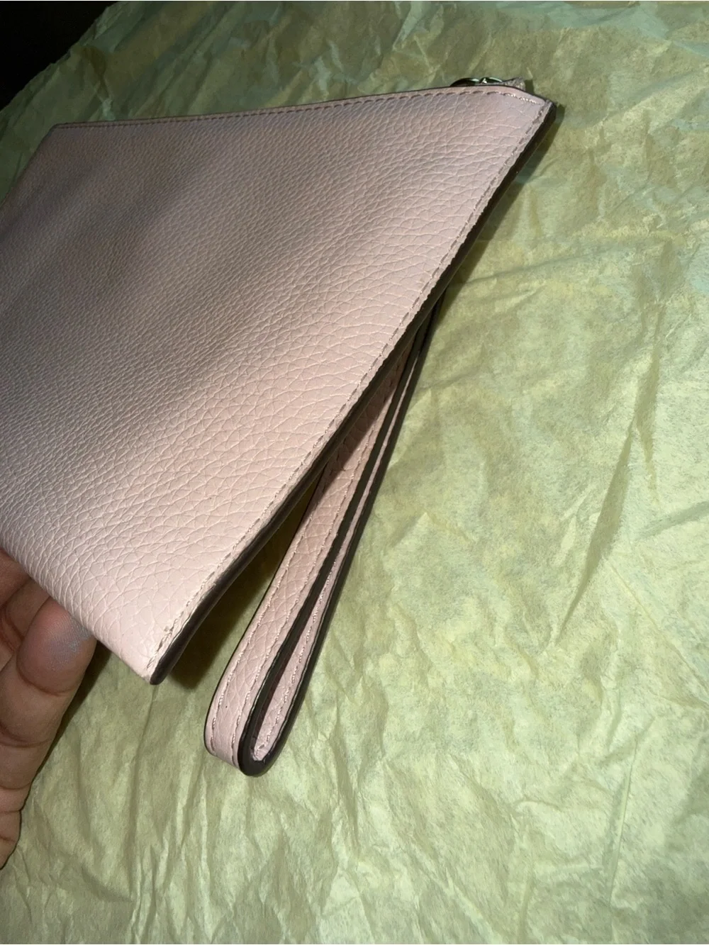 Michael Kors Pink Pebbled Leather Wristlet Clutch with Gold-Tone Logo